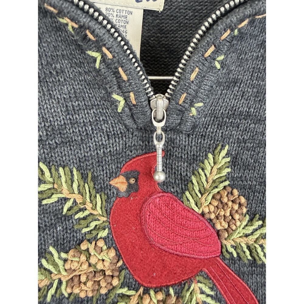 Vintage Timberlea Women’s Quarter Zip Sweater Cardinal Embroidery Knit Size L - Picture 3 of 13